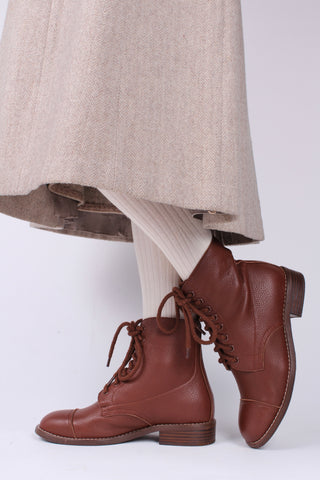 1940s Women's Military Boots - Brown - Robbie