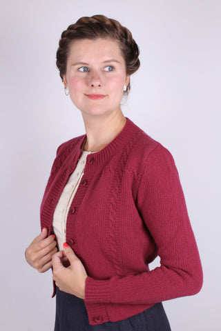 1940s vintage style cardigan - Raspberry - Vera