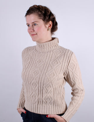 1940s style turtleneck pullover  - Cream - Inger