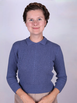 1940s vintage style pullover - Merino - Light blue - Gertrud