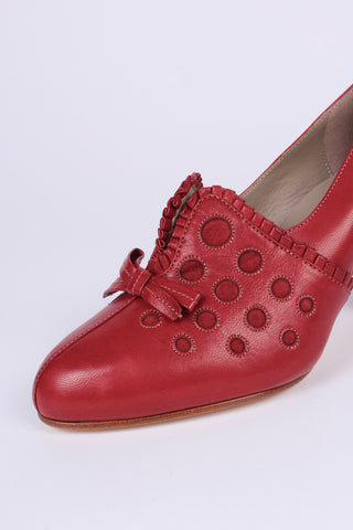 1930s everyday pump with details in suede - red - Stella