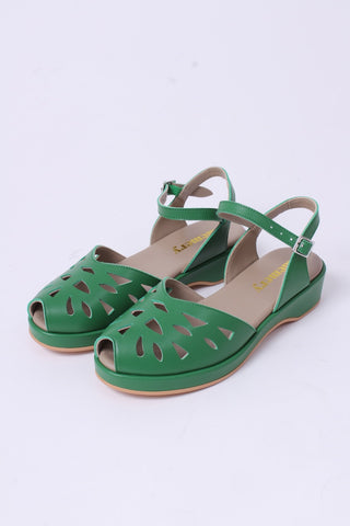 1940s / 50s style summer sandals /  wedges - Green - Sidse