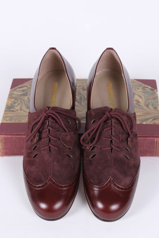 40s everyday two-tone Oxfords - Dark brown / Aubergine - Clara