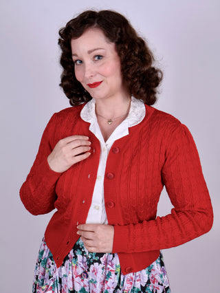 1940s style Cardigan -  Red - Joanne