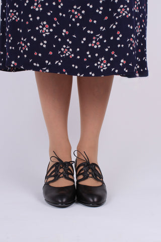 1930s everyday lace-up medium high heels - black - Eva