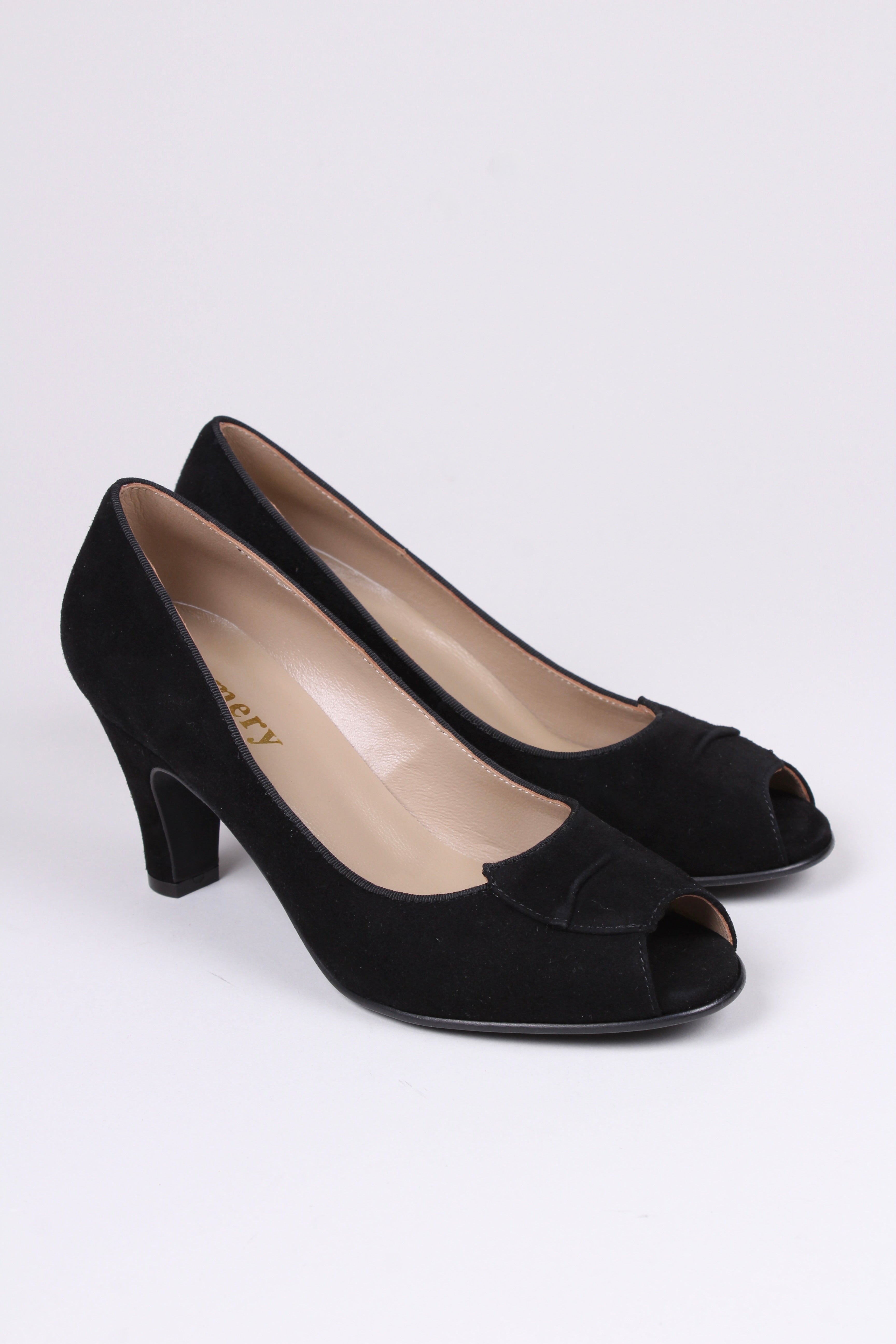 50s black vintage peep toe shoes for – memery