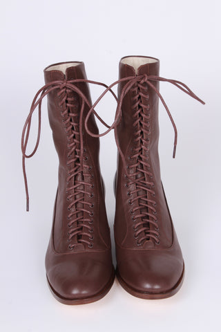 1910s Everyday Lace-up Boots - Dark Brown - Ruth