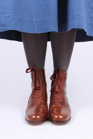 20s / 30s style everyday leather boot  - Brown - Britta