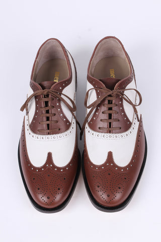 Men's 1930s-style spectator shoe - dark brown / off-white - Charles