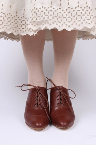 Edwardian style Oxford shoe with pompadour heel - 1900-1920 - Brown - Bertha