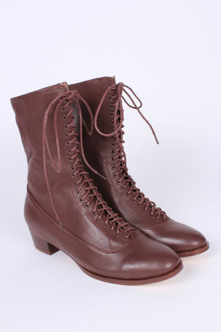 1910s Everyday Lace-up Boots - Dark Brown - Ruth