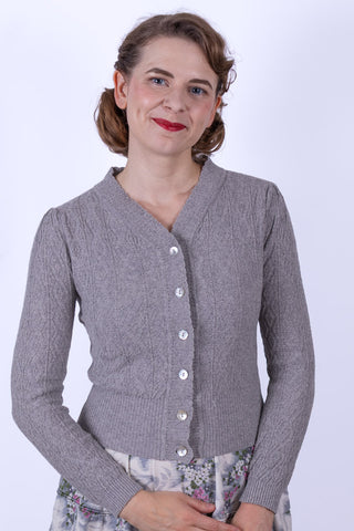 1940s / 1950s style Cardigan - Grey Melange - Augusta