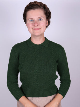 1940s vintage style pullover - Merino -Green - Gertrud