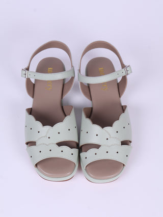 1950s sandals with claud-shaped pattern - Mint- Joy
