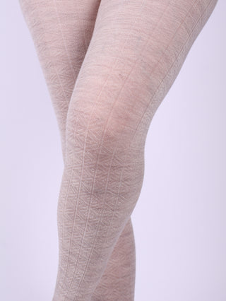 Wool tights - Cream / grey  melange - Anita