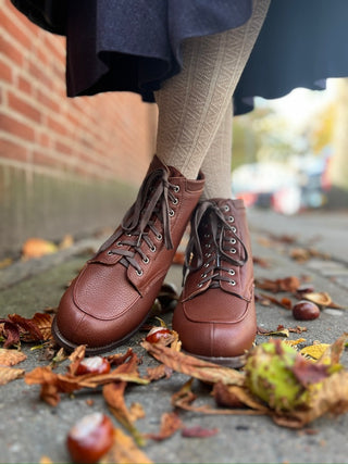 1930s/1940s Style Winter Snow Boots with Fur - Brown - Rita