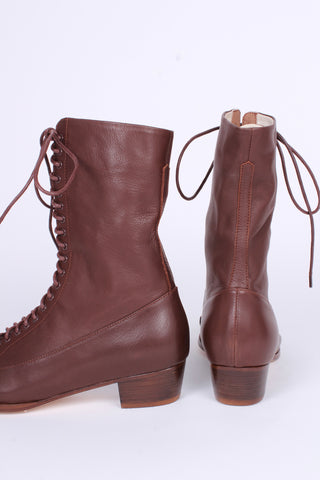 1910s Everyday Lace-up Boots - Dark Brown - Ruth