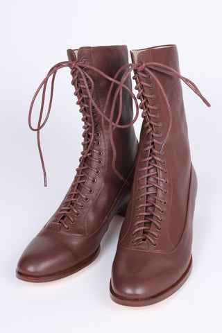 1910s Everyday Lace-up Boots - Dark Brown - Ruth