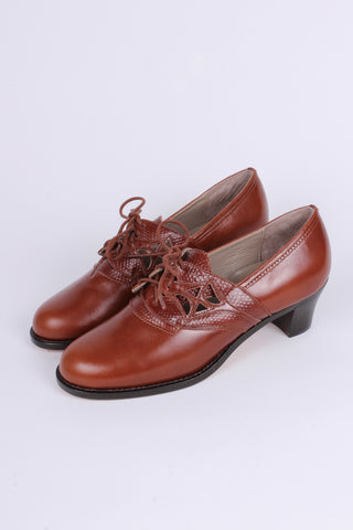 Everyday walking Oxford shoes 30s / 40s - Cognac Brown - Emily