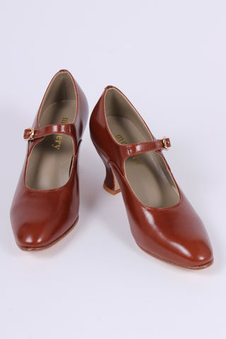 1920's inspired Mary Jane pumps - Cognac brown - Yvonne