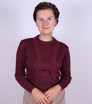 1940s - style Cardigan - Plum - Joanne