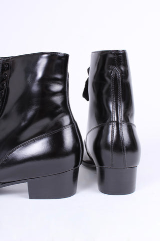 20s / 30s style everyday leather boot  - Black - Britta
