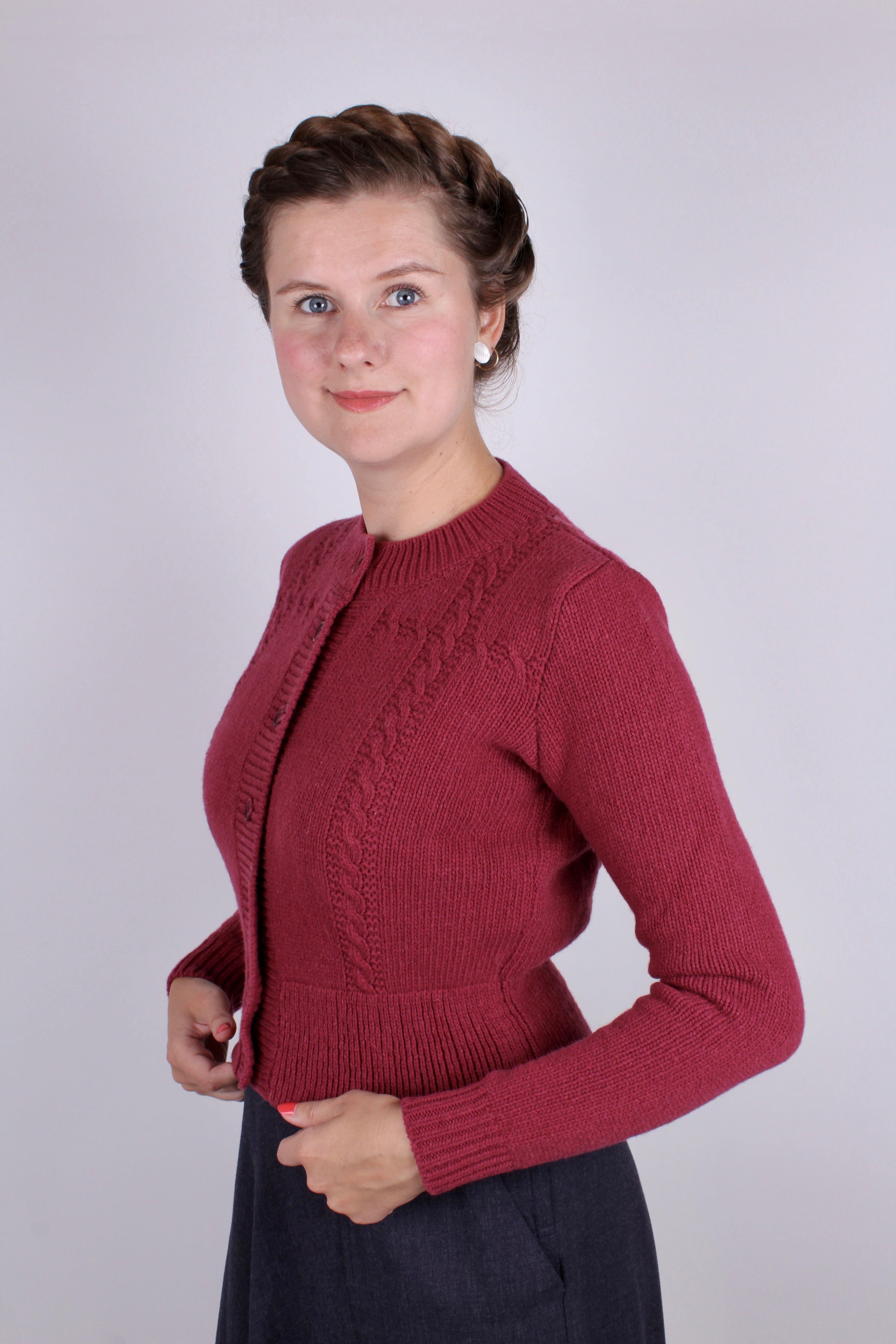 1940s vintage style cardigan Raspberry Vera – memery