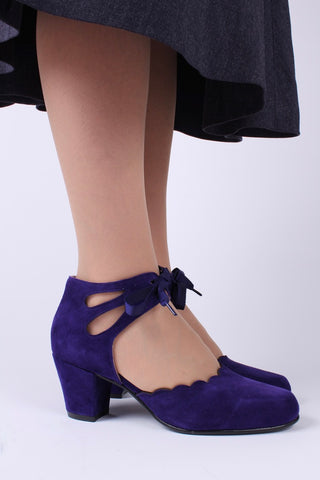 40's vintage style pumps in suede - Purple - Alma