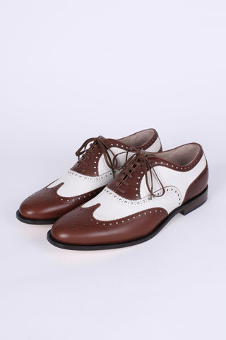 Men's 1930s-style spectator shoe - dark brown / off-white - Charles