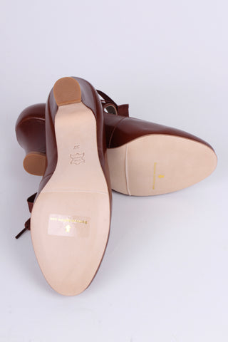 Late 1920's style pumps with shoe lace - Cognac brown - Charlotte