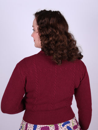 1940s vintage style pullover - Merino - Burgundy red - Gertrud