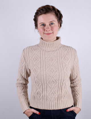 1940s style turtleneck pullover  - Cream - Inger