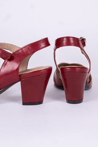1940s - everyday sandal - Red - Flora