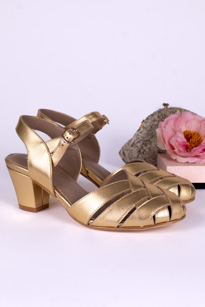 1940s - everyday sandal - Gold - Flora