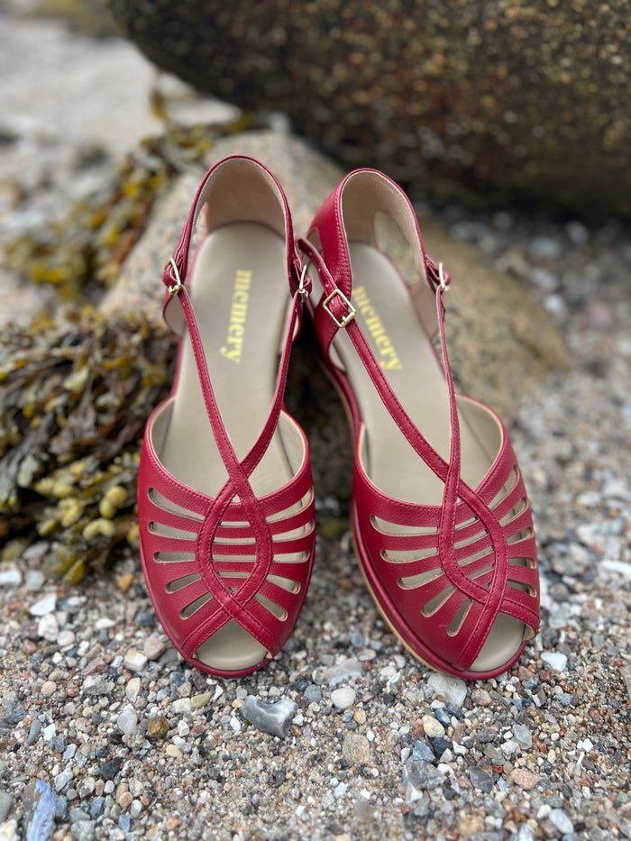 1940s summer sandals - Red - Katharine
