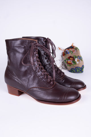 1900s / 1910s Edwardian teenage lace-up boots - brown - Josephine