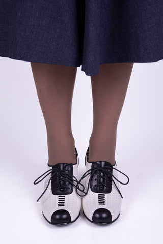 1940s Spectator Oxford pumps - Black / Off-White - Lucy