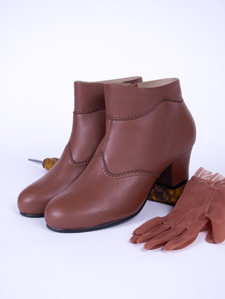 1940s Winter Ankle Boots – Brown – Marion