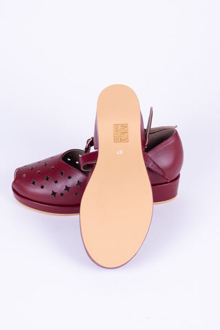 1940s - summer sandals - wedges - Dark Red - Norma