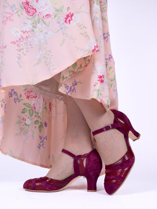 1930s two-tone evening shoes - Burgundy - Thelma
