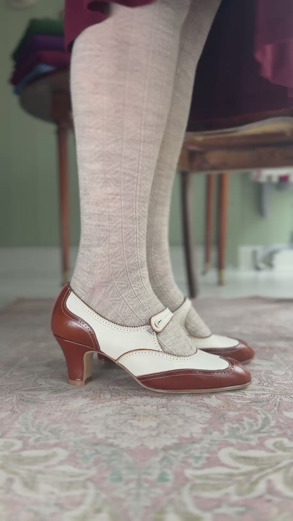 1920s Classic Everyday Pumps - Cream - Frances