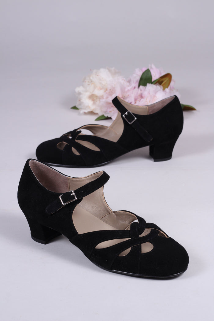 1930s / 1940s suede shoes - Black - Ida