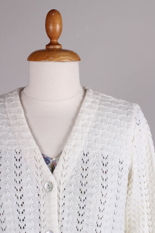1930s style long cardigan / swagger jacket - Off-White - Isabel