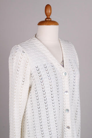 1930s style long cardigan / swagger jacket - Off-White - Isabel