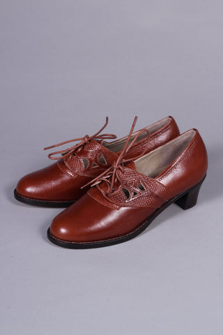 Everyday walking Oxford shoes 30s / 40s - Cognac Brown - Emily