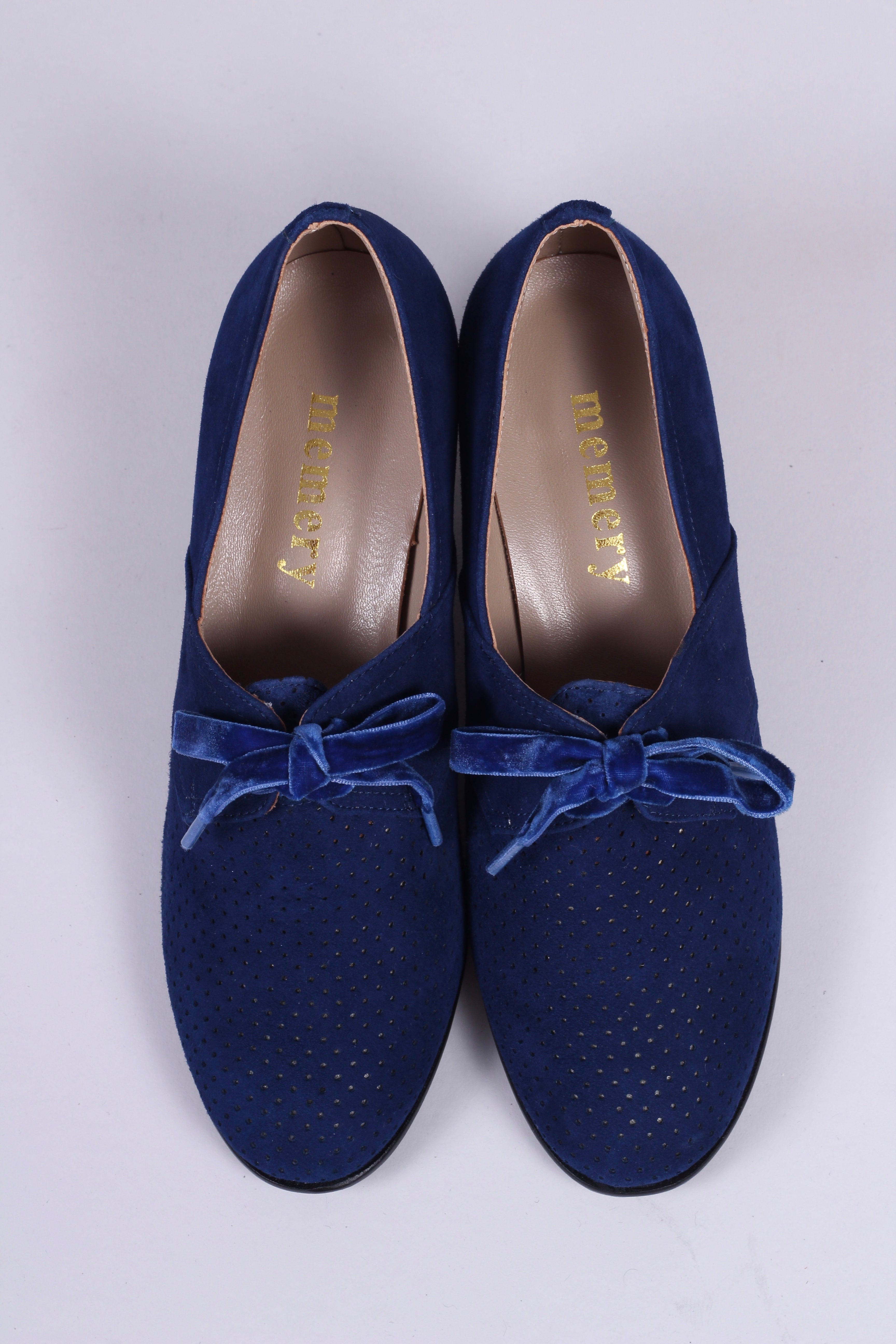 40 s vintage style pumps in suede with lace navy blue Esther